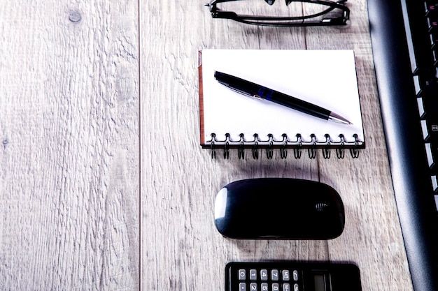 Contact desk with notepad